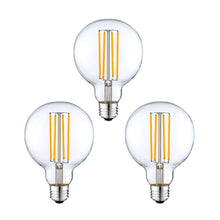 3 Pack - Modvera G25 LED Globe Light Bulb 40 Watt Equivalent Uses Only 4 Watts, 420LM, 2700K- Dimmable G80 Bulb, Clear Glass. UL Listed RoHS Compliant