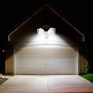 Bobcat LED Flood Lights 30 Watts 180 deg Motion Activated Outdoor Security Lights Three Head 3400 lumens 5000K Black