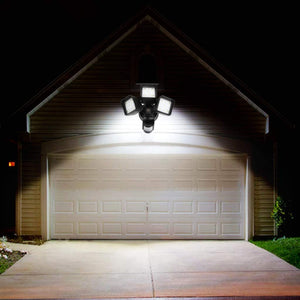 Bobcat LED Flood Lights 30 Watts 180 deg Motion Activated Outdoor Security Lights Three Head 3400 lumens 5000K Black