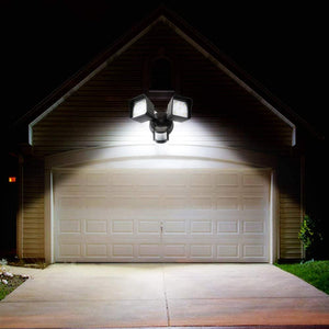 Bobcat LED Flood Lights 30 Watts 180 deg Motion Activated Outdoor Security Lights Three Head 3400 lumens 5000K Black