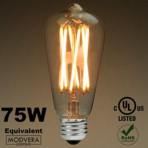 Modvera ST64 X-Filament 60w/75w Equivalent LED Edison Bulb Filament bulb