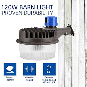 LED Area Light 120 Watts - Outdoor Yard Light Dusk to Dawn Photocell Included - 5000K Security Area Lights, 18,000 Lumens, ETL Listed, DLC, 500W HID Light Equivalent, LED Wall Mount Floodlight