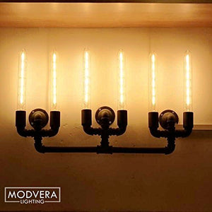 Modvera LED Filament Tube Bulb T30 Tubular Bulb Edison Antique Style 5 Watt with 40 watt Equivalent 2200K Glass E26 Base Dimmable