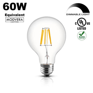 Modvera G25 LED Light Bulb Decorative Bathroom Lighting Globe Light Bulb 40 Watt Equivalent Uses Only 4 Watts Clear Glass ...