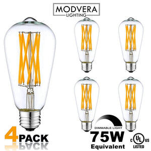 Modvera ST64 X-Filament 60w/75w Equivalent LED Edison Bulb Filament bulb