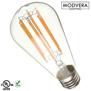 Modvera LED Antique Filament Bulb Edison Style 6 Watt 40W Equivalent 2200K Warm White E26 Base Dimmable Amber Glass Finish ...