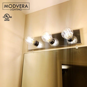 3 Pack - Modvera G25 LED Globe Light Bulb 40 Watt Equivalent Uses Only 4 Watts, 420LM, 2700K- Dimmable G80 Bulb, Clear Glass. UL Listed RoHS Compliant