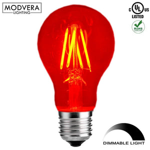 Modvera LED Color RGB Light Bulb A19 3 Watt E26 Base 15,000 Hour Lifespan Clear Glass