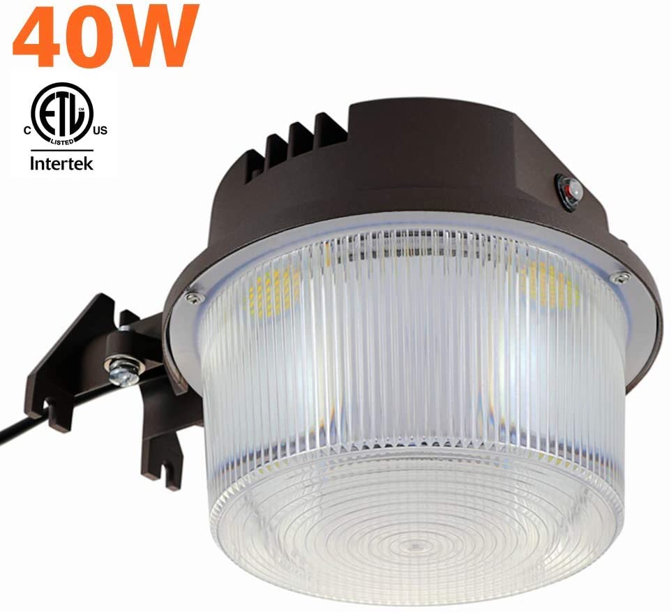 Shine Tech LED Security Area Light 40 Watts - Barn Light Dusk to Dawn with Photocell - Ultra Bright Yard Light 5500 Lumens, 5000K, 400W Incandescent or 150W HID Light Equal, 5-Year Warranty