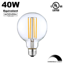 3 Pack - Modvera G25 LED Globe Light Bulb 40 Watt Equivalent Uses Only 4 Watts, 420LM, 2700K- Dimmable G80 Bulb, Clear Glass. UL Listed RoHS Compliant