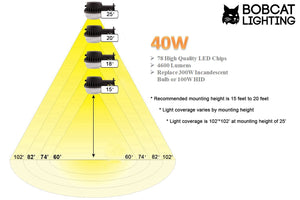 Bobcat LED Area Light Outdoor LED Area Light Dusk to Dawn Photocell, Perfect 120V Yard Light or Barn Light, ETL Listed, LED Floodlights Outdoor