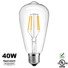 Modvera LED Antique Filament Bulb Edison Style 6 Watt 40W Equivalent 2200K Warm White E26 Base Dimmable Amber Glass Finish ...