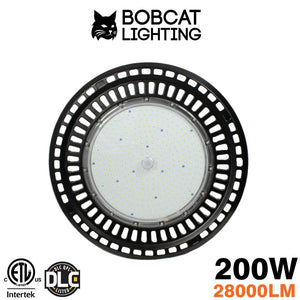 Bobcat LED High Bay Light, 200W UFO High Bay Lighting (750W HID/HPS Equivalent) 28,000 Lumens, Daylight White-5000K, IP65 Waterproof, Garage, Warehouse, DLC ETL Listed, 5-Year Warranty