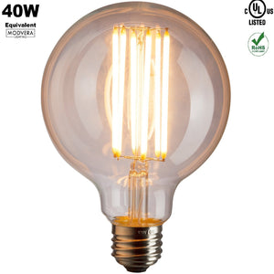 Modvera G25 LED Light Bulb Decorative Bathroom Lighting Globe Light Bulb 40 Watt Equivalent Uses Only 4 Watts Clear Glass ...