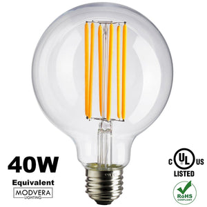 Modvera G25 LED Light Bulb Decorative Bathroom Lighting Globe Light Bulb 40 Watt Equivalent Uses Only 4 Watts Clear Glass ...