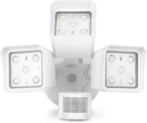 Bobcat LED Flood Lights 30 Watts 180 deg Motion Activated Outdoor Security Lights Three Head 3400 lumens 5000K Black
