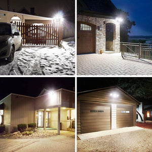 Bobcat LED Flood Lights 30 Watts 180 deg Motion Activated Outdoor Security Lights Three Head 3400 lumens 5000K Black